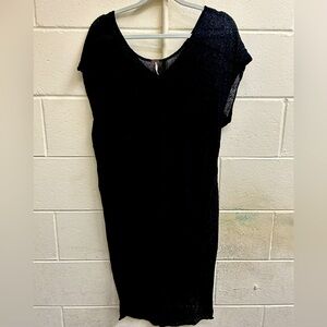 Woman’s free people large black short sleeve see through dress